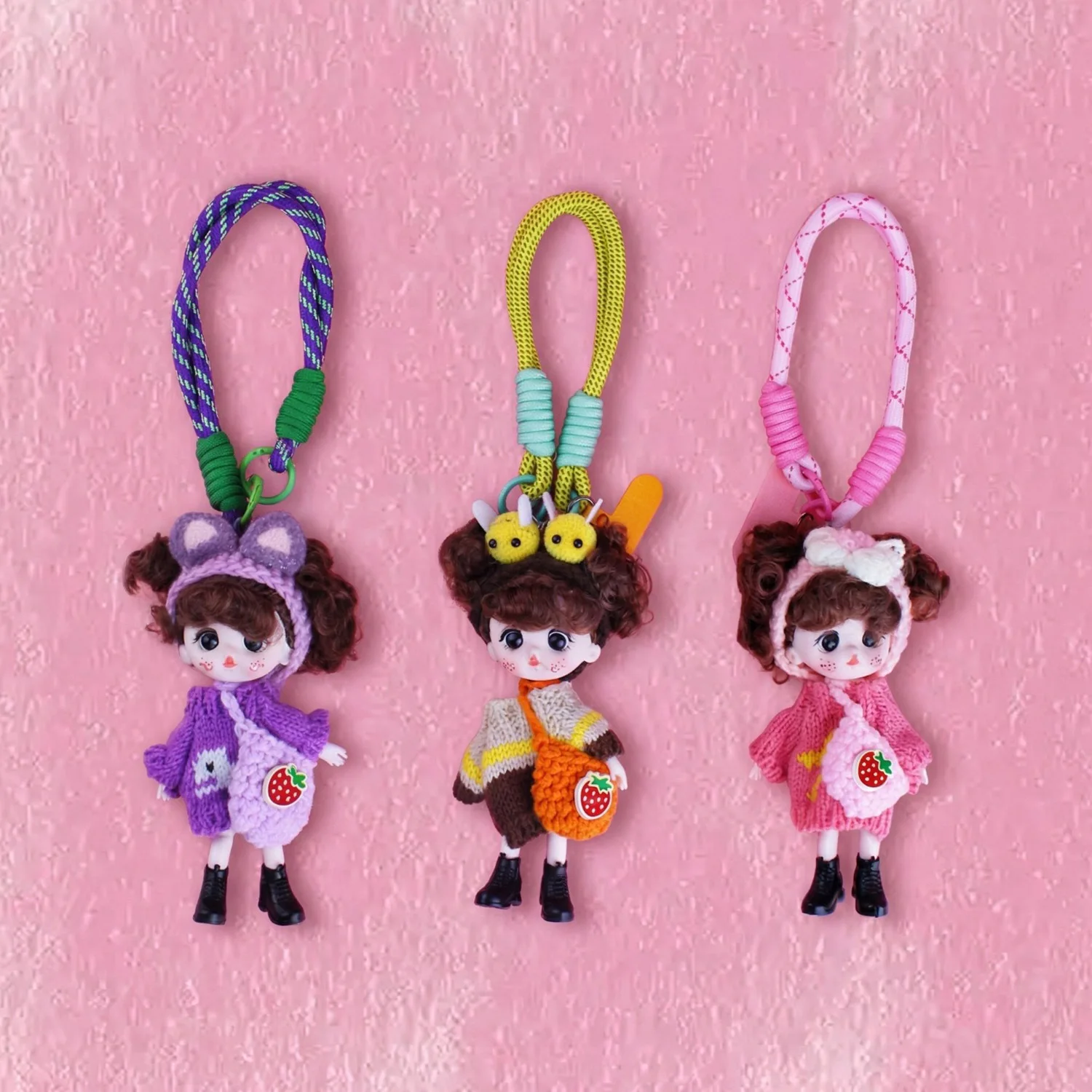 Cartoon Big Eye Princess Doll Fashion Sweet Babi Doll Keyring Pendant Cute Vinyl Doll Backpack Decor Keyring Birthday Xmas Gift