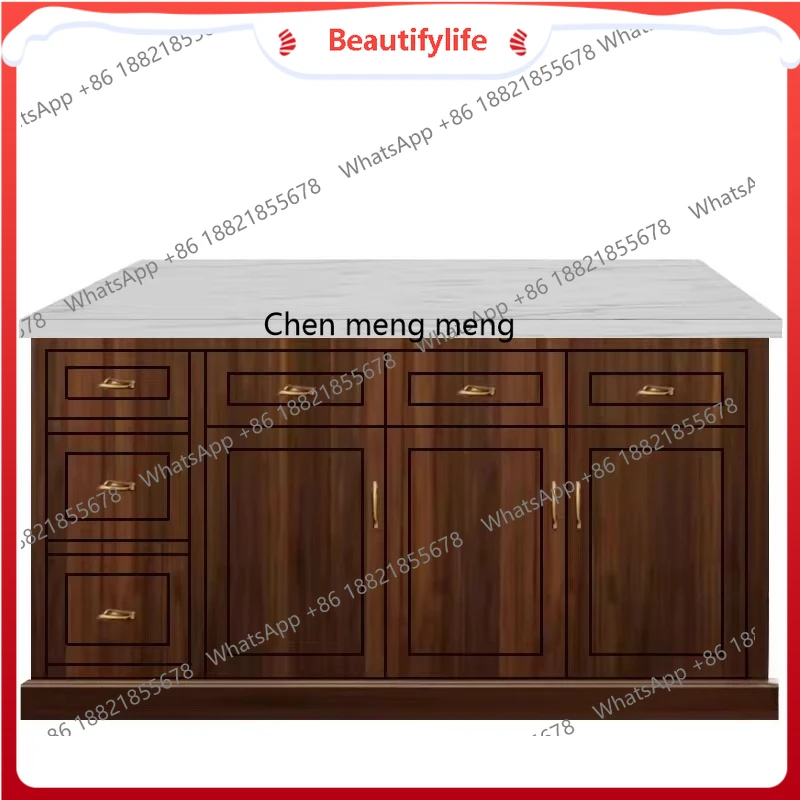 

New Chinese-style solid wood island dining table bar table open operation table household baking sideboard H