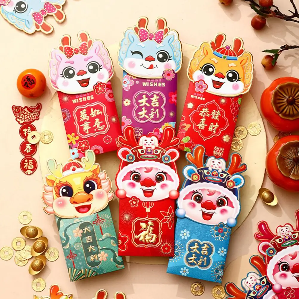 Cartoon Dragon Envelope Chinese New Year 2024 Dragon Envelope Lucky Coin Purse Traditional Customs Zodiac Dragon Design Symbolic