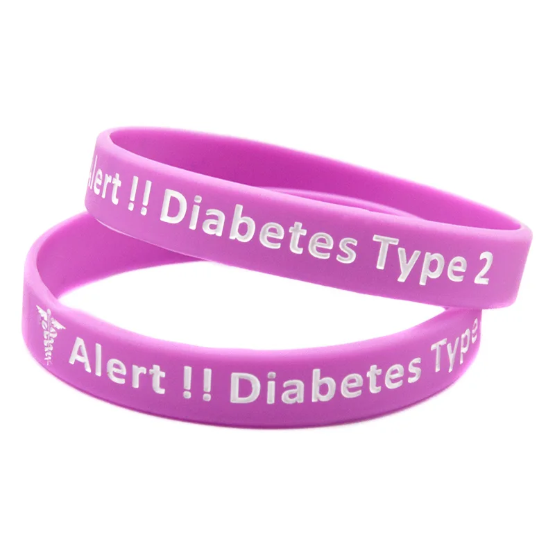 50 Stück Silikon-Armband zur Medizinischen Identifizierung bei Typ-2-Diabetes, Unisex-Armreif in 2 Größen – Detail 6