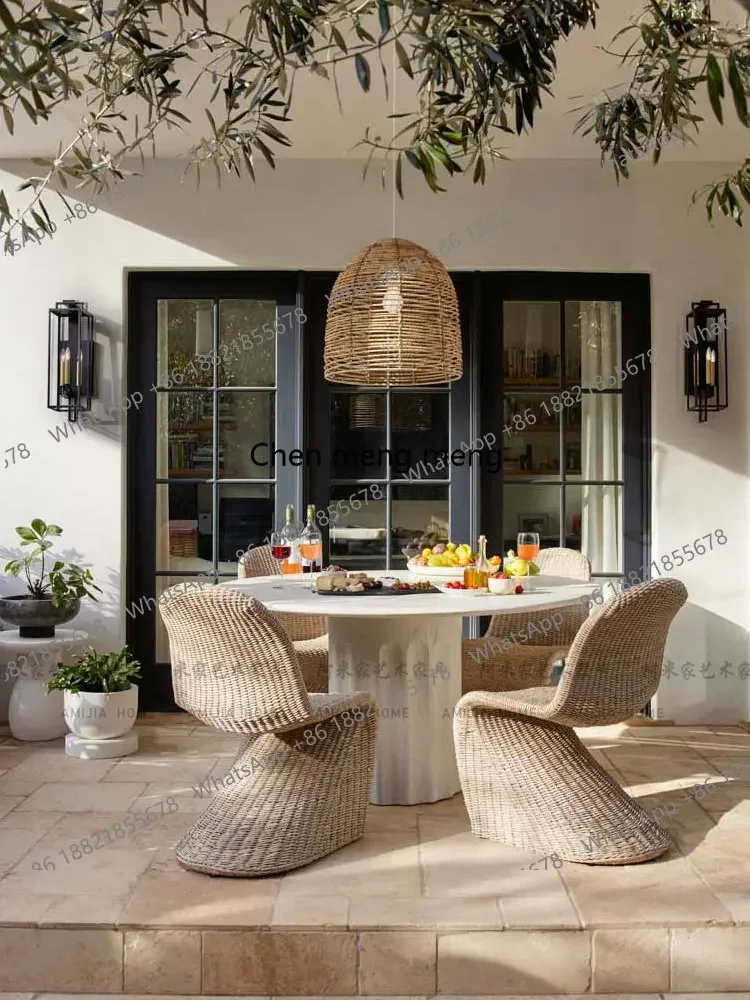 Hot sales Wabi-sabi style, Nordic modern small apartment household round table cream style light luxury simple round log dining