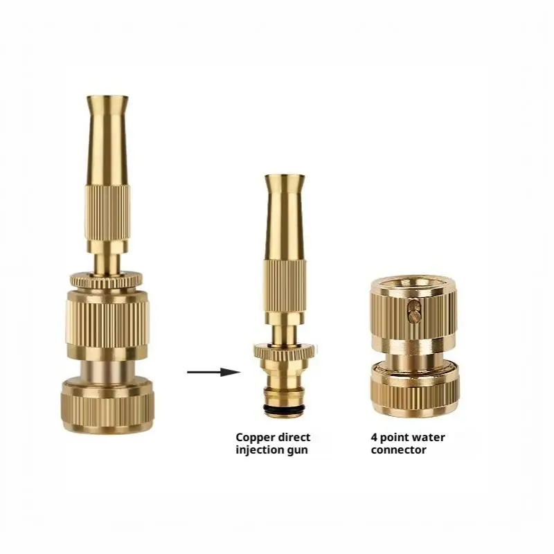 Spray Nozzle Water Spray Brass High Pressure Direct Spray Sprinkler Quick Connector Home Garden Hose Adjustable
