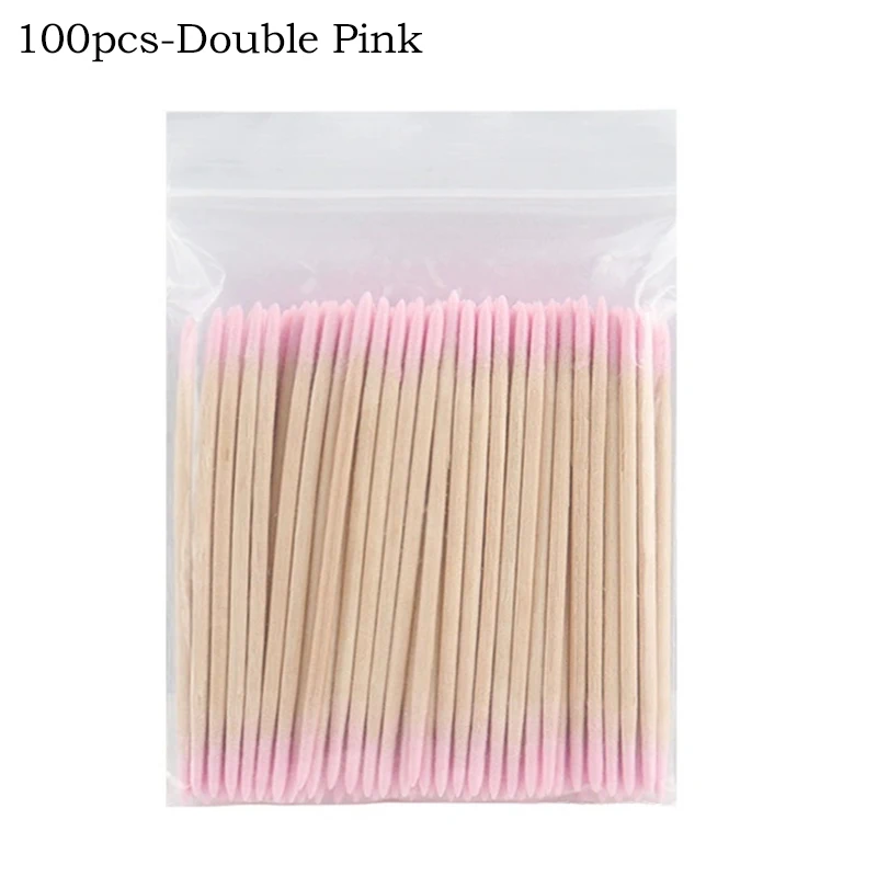 100/300/500 Stuks Wegwerp Hout Wattenstaafje Dubbele Hoofd Lippenstift Oor Wattenstaafjes Wimper Schoonmaken Wattenstaafjes manicure Schoonheid Levert