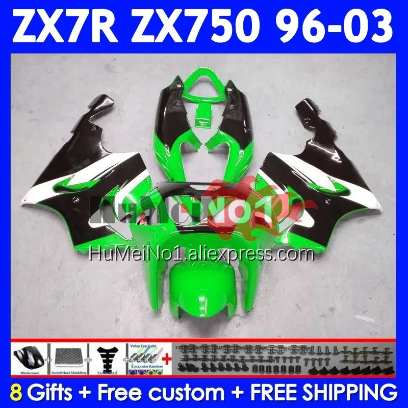 Body Kit For KAWASAKI NINJA ZX 7R 7 R 750 211No.73 ZX750 ZX-7R ZX7R ZX-750 Green black 1996 1997 1998 1999 00 01 02 03 Fairing