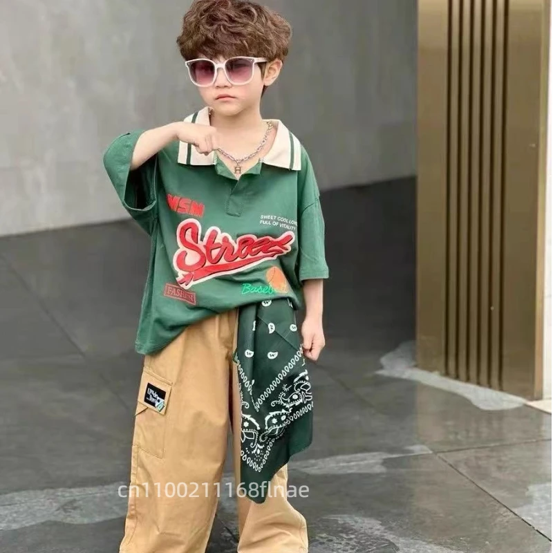 Costume da spettacolo di danza di strada per bambini, costume da ballo di strada per ragazzi hip-hop, set di passerelle di danza jazz per ragazze hip-hop