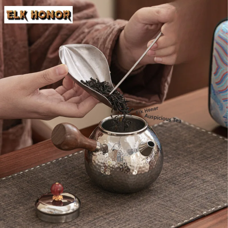 Blunt Titanium Hammered Side Handle Travel Tea Set Kit Vintage 1 Pot 2 Cups Tea Making Organizer Portable Outdoor Stock Bags