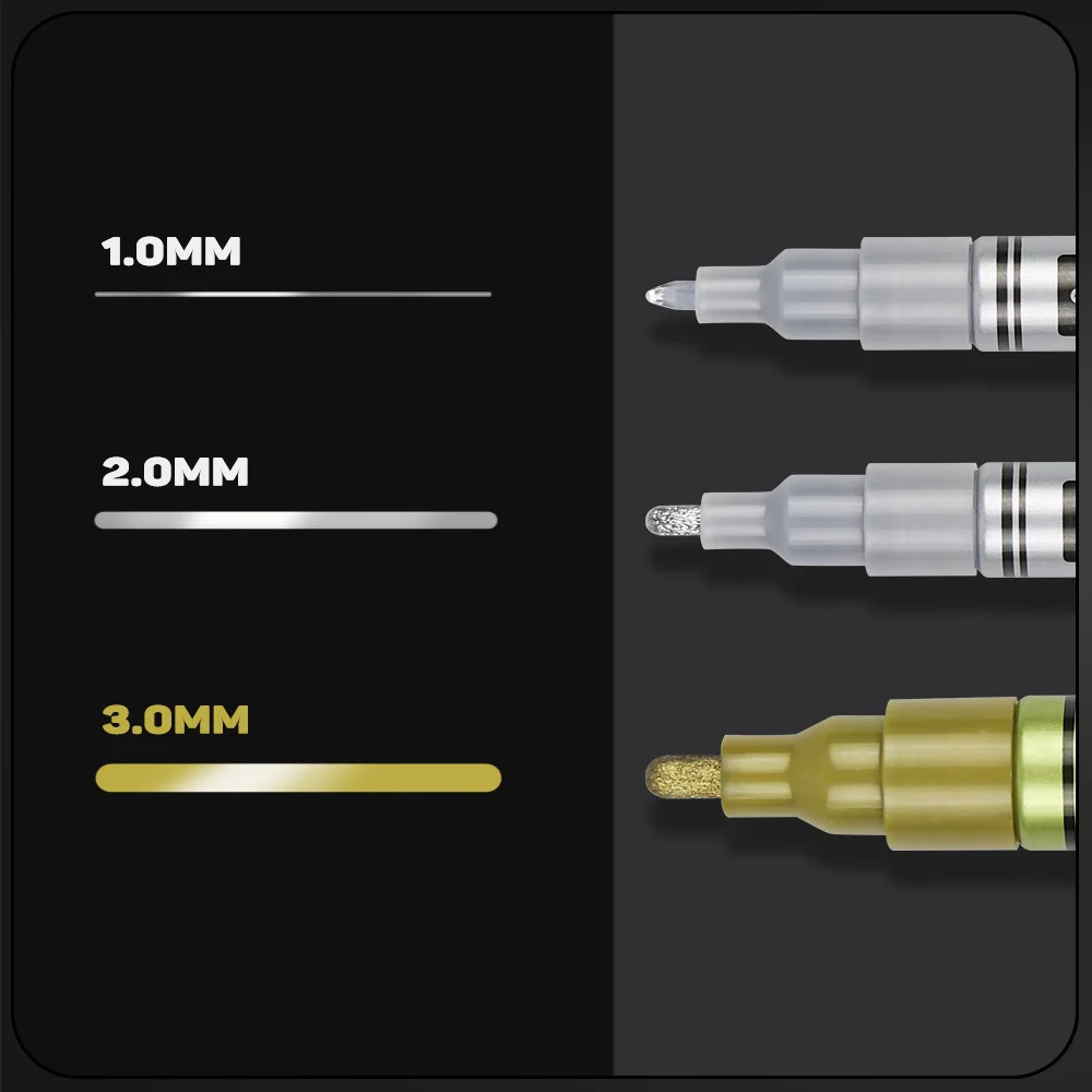 Caneta marcador de espelho cromado, tira dourada, reflexiva, permanente, cromo, para modelo, metal, madeira, pedra