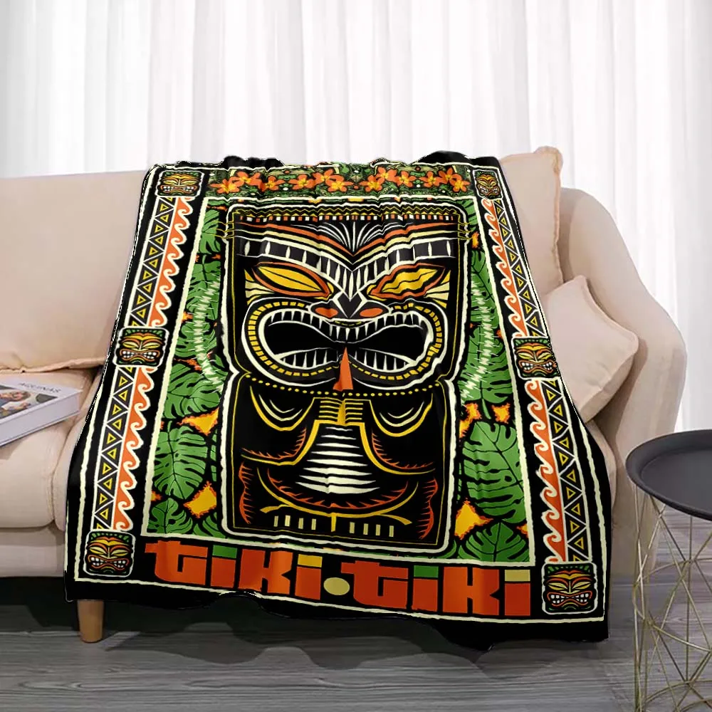 Tiki Bar Fashion Flannel Throw Blanket Summer Beach Aloha Hawaii Funny Accessories for Bar Pub Club Man Cave Party Home Decor