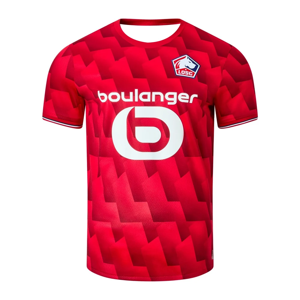 Camiseta de fútbol para hombre 2025-26 Lille LOSC Home, ropa deportiva de verano para jóvenes y niños, uniforme de fútbol de entrenamiento de gran tamaño, Jersey transpirable