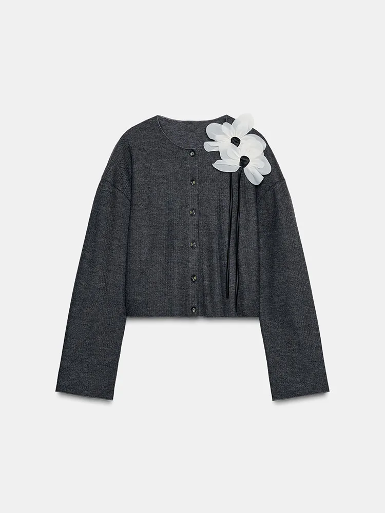 Faionable ronde Ne Long Sve gestreepte bloemen geribbelde jas nieuwe collectie winter dames ort bovenkleding knoopsluiting