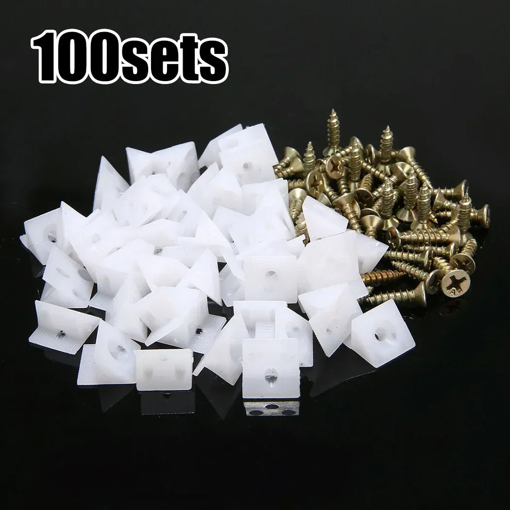 100 Set Home Furniture Repair Wedges Corner Bracket For Chest Drawer Bottom Sagging Repairing Kit Fix Mend Mending Hardware