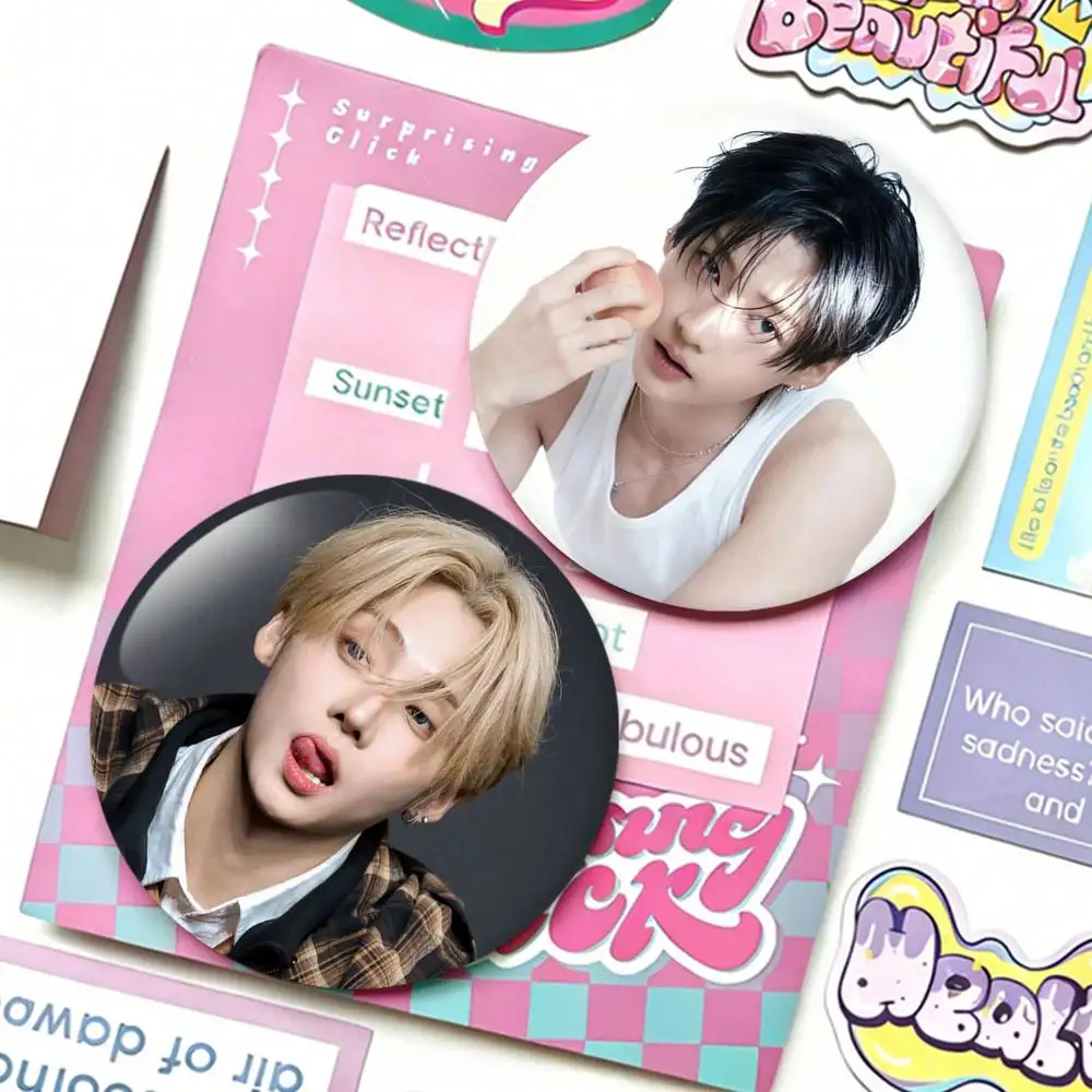 

L-Lee S-Sang W-Won Boys II Planet Laser Badge Applicable For Backpack Clothes Hats Decor Creative Accessories