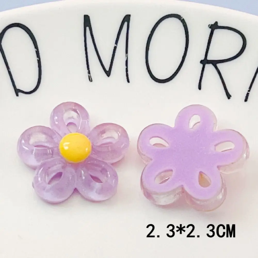 할로우 5 꽃잎 꽃 송진 액세서리, 투명 아크릴 전화 케이스 장식, 꽃 헤어 클립, 헤어 액세서리, 5 개