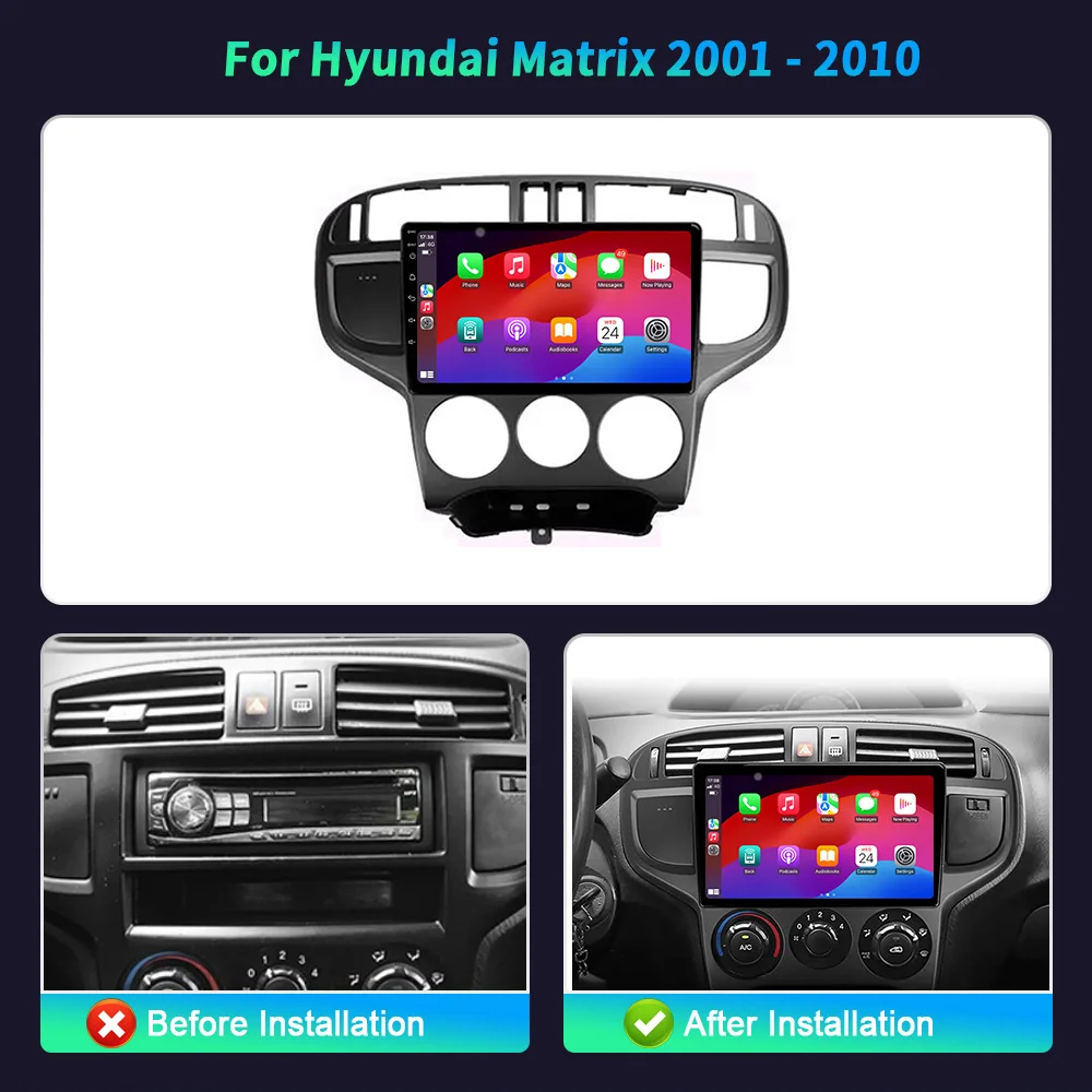 Android 14 para hyundai matriz 2001-2010 rádio do carro reprodutor de vídeo multimídia navegação gps autoradio carplay tela de toque estéreo