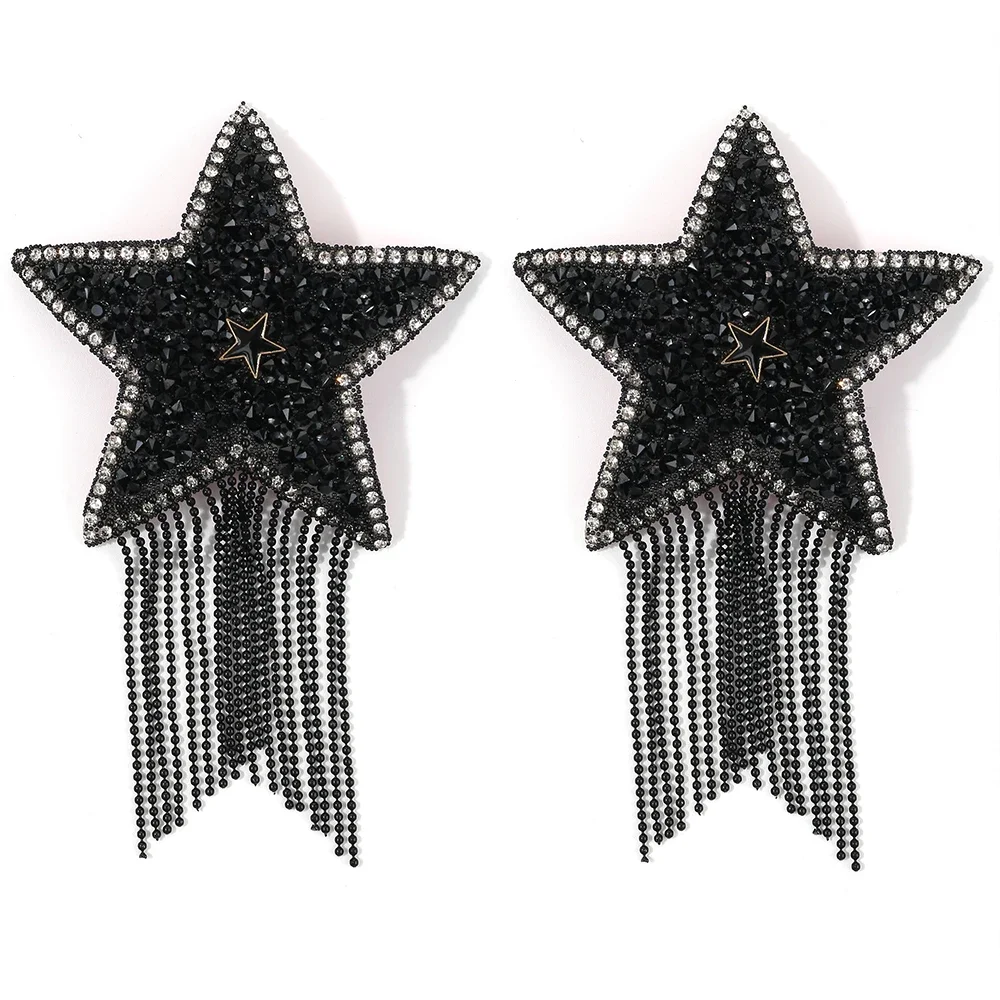 Women 1pair Tassel Rhinestone Star Nipple Stickers Sexy Bra Nipple Cover Reusable Wear Silicone Nipple Pasties Chest Stickers