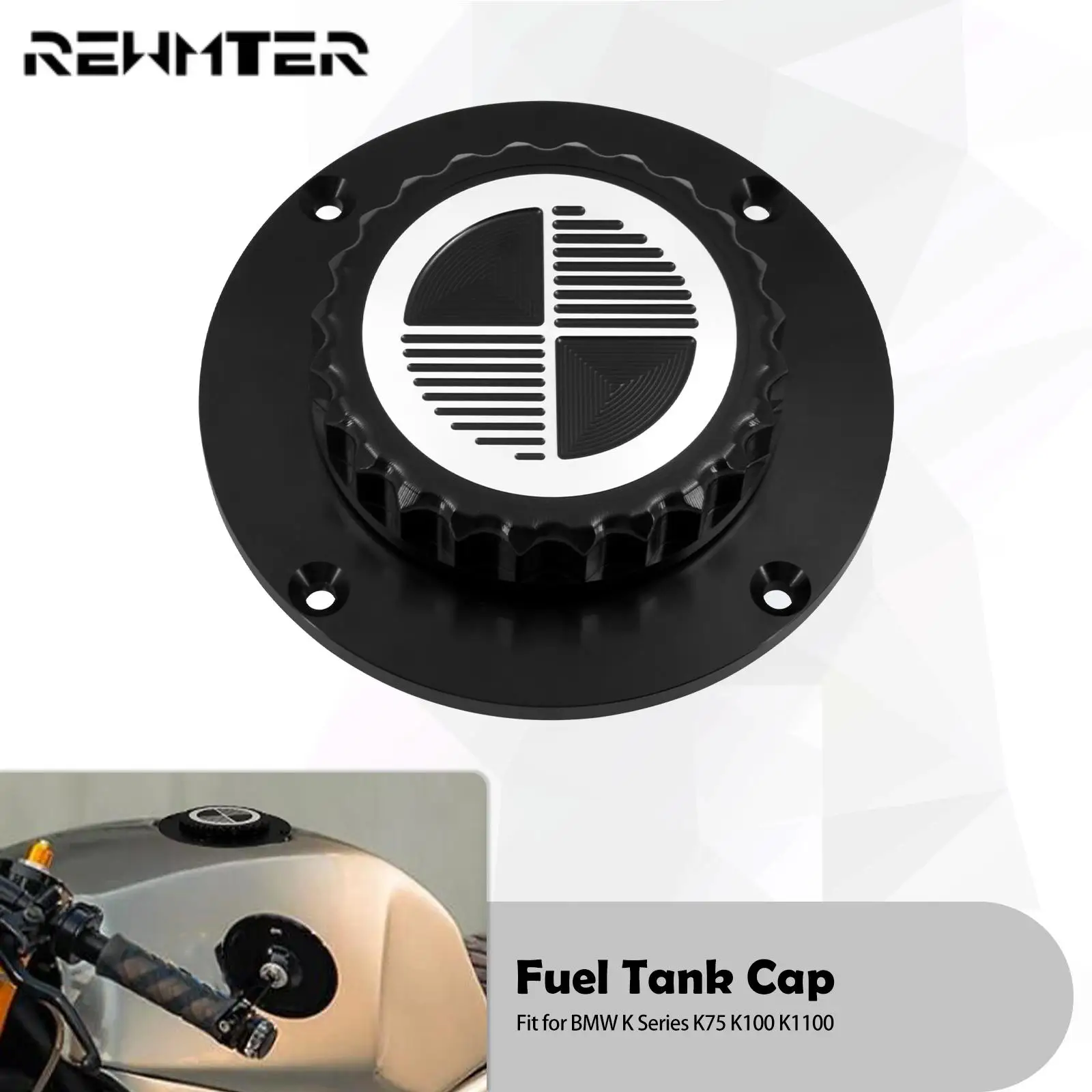 Motorcycle Oil Cap Fuel Petrol Gas Tank Cover CNC Fuel Tank Cap For BMW K Series K75 K100 K1100 K75S K1100RS K100RT Black Chrome