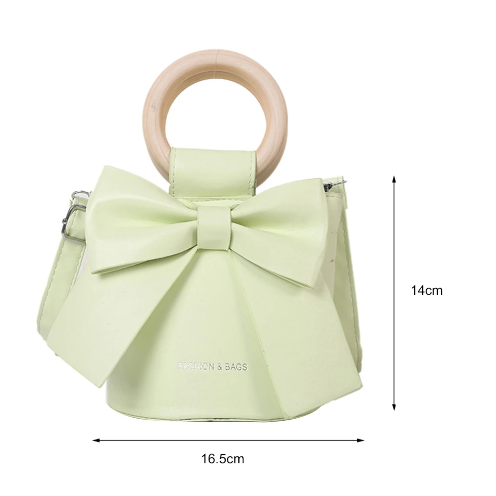 Sweet Bow Tie Designer Mini Shoulder Handbag Leather Bucket Crossbody Bag Women Fashion Luxury Brand Handbag Female Totes Purses