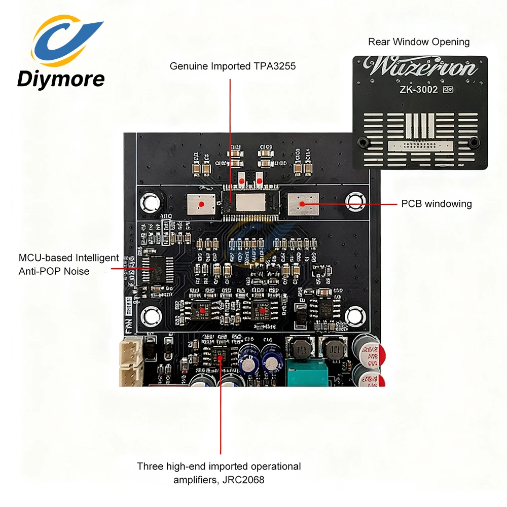 לוח מגבר פוסט טהור משודרג לדור השני ZK-3002 2G עם שבב TPA3255 300W ערוץ כפול 600W פלט עוצמה גבוהה מונו