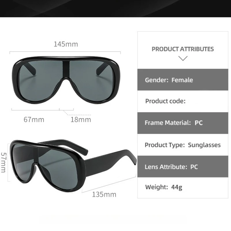 Oversized One Piece Large Frame Y2K Cat Eye Sunglasses for Women Men Retro Square Gradient Sunglasses UV400 Decoration Shades view 6