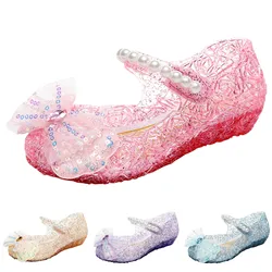 Sandales en cristal pour petites filles, chaussures de princesse cosplay, avec boucle à crochet, pour enfants de 2 à 10 ans