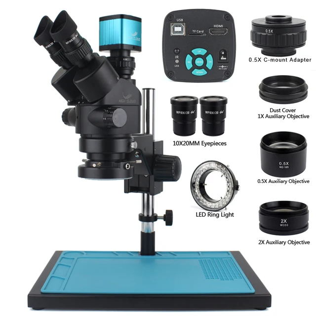 48MP 4K 1080P HDMI USB kamera wideo Simul-Focal 3,5X-90X ciągły Zoom stereofoniczny mikroskop trójokularowy Adapter CTV obiektyw Barlowa