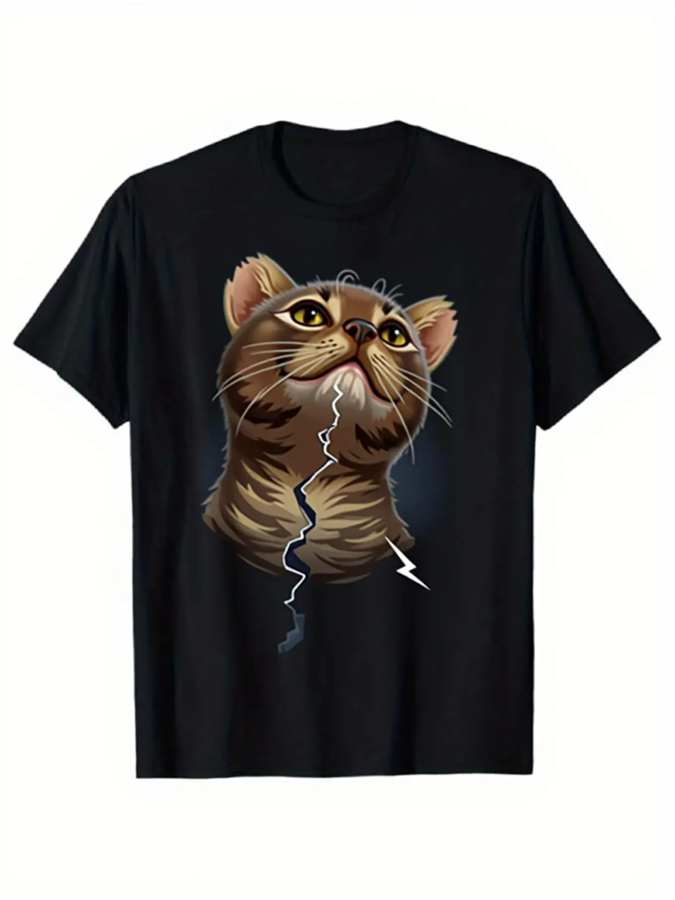

Men's Women's Black Short Sleeve T-Shirt with Cute Kitten Print Unisex Casual Crew Neck Tee Lounge Outdoor Wear