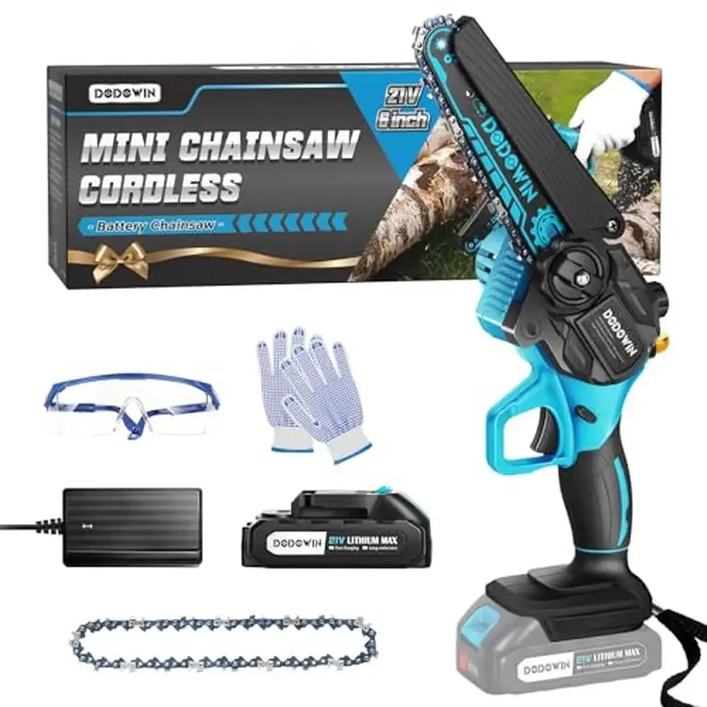 6-Inch Mini Chainsaw Rechargeable Cordless Electric Power Gift Men Dad Husband Small Handheld Chain Saw Wood Cutting Lightweight