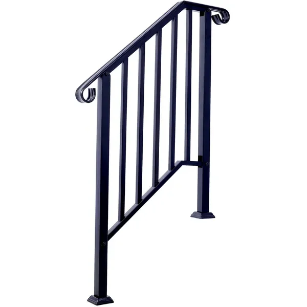 

Handrails for Outdoor Steps, Fit 2 or 3 Steps Outdoor Stair Railing, Picket#2 Wrought Iron Handrail