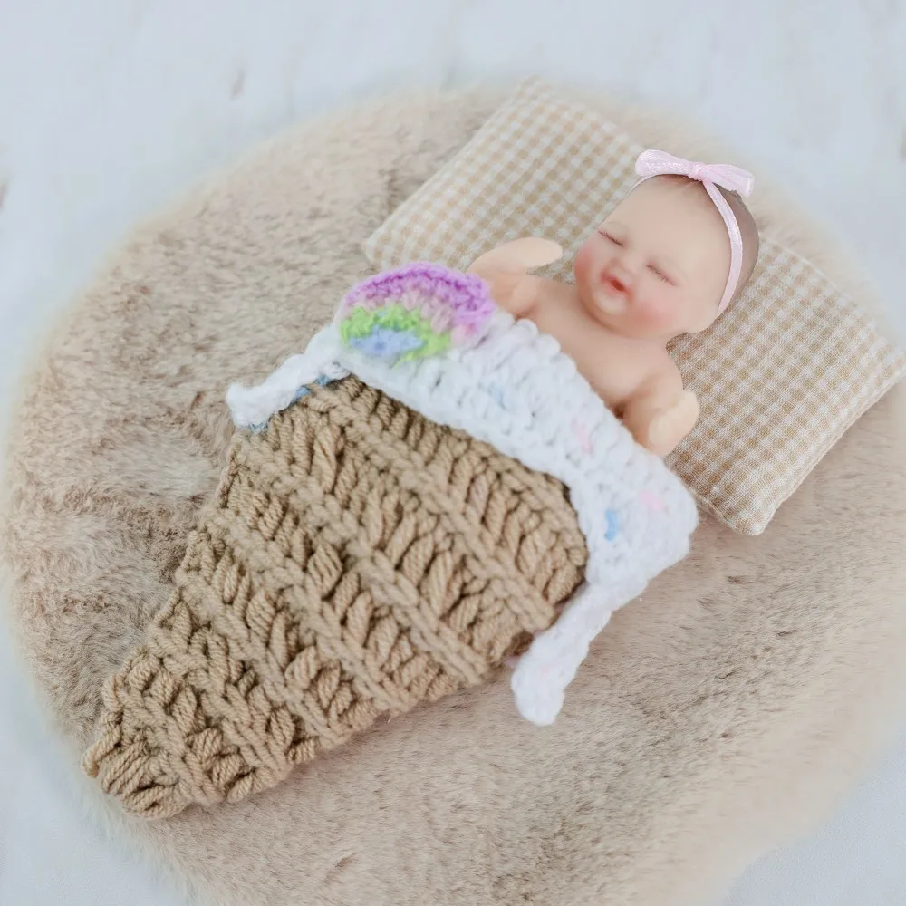 Cloveray 4 inch Mini Realistic Finished Baby Reborn Silicone Body Doll Handmade Platinum Silicone Soft Toy For Girls Xmas Gift