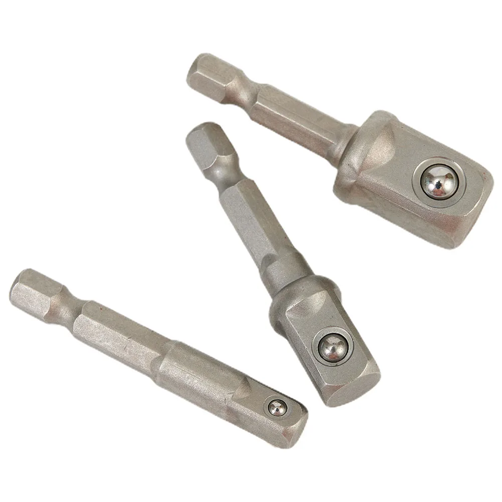 3 個六角シャンクに角ソケットビットアダプタークロームバナジウム鋼 1/4 ''3/8 '' 1/2 '' エクステンションドリルビット六角ビットセット