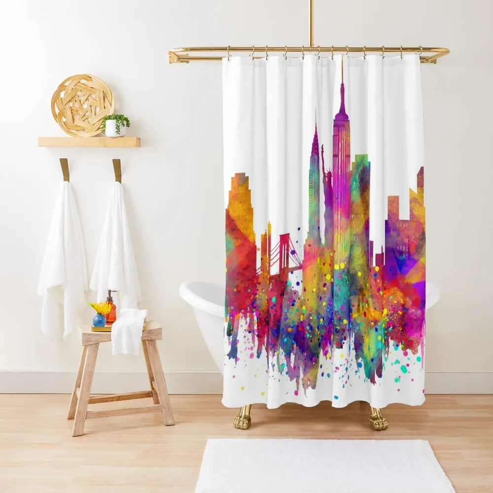 

NYC in Colors Shower Curtain Toilet Accessories Bathroom Bathtub Curtain