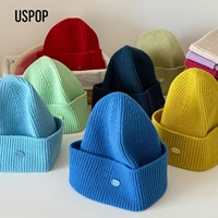 USPOP 100% Merino Wool Knit Beanie Women Winter Warm Soft Hat Pure Wool High Quality Soft Non-Itchy Cap 18 Colors