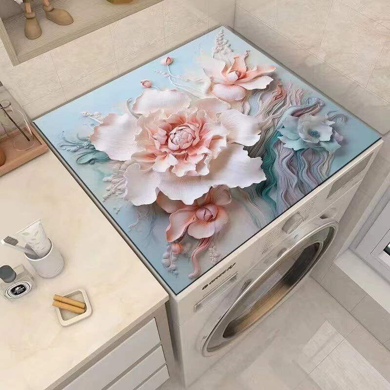 VIKAMA Vintage Rose & Abstract Botanical Laundry Room Mat, Machine Washable Non-Slip, Decor for Laundry Room Bathroom Study Room