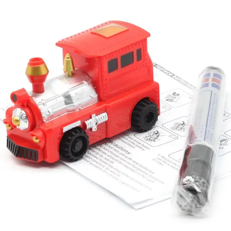 Elektryczny, nowy, kreatywny model zabawki dla dzieci: mini magiczny długopis, samochód na torach z czujnikiem, autobus szkolny, wóz strażacki, pociąg wyścigowy, prezent dla chłopca.