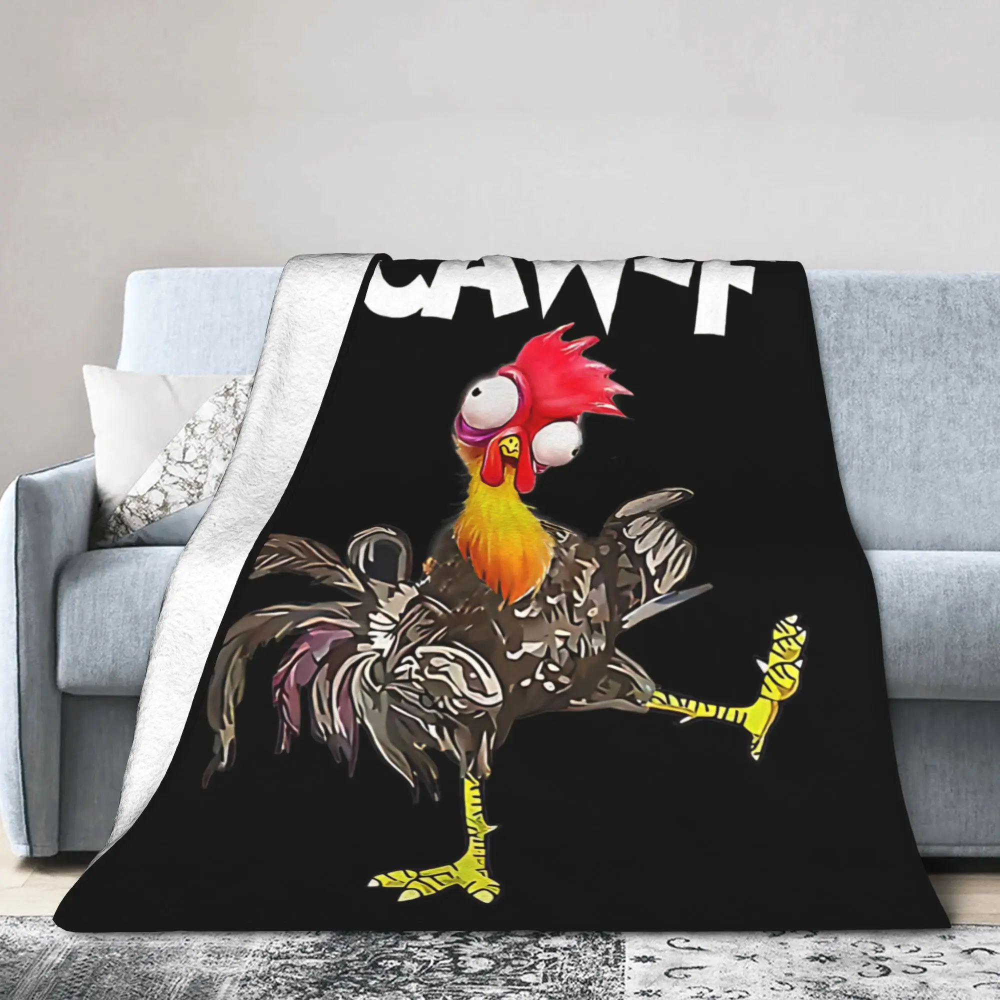 F CAW F Funny Mad Rooster Quirky Cartoon Chicken Blanket Velvet  Winter   Multifunction Warm Throw Blanket for Bed Travel Quilt