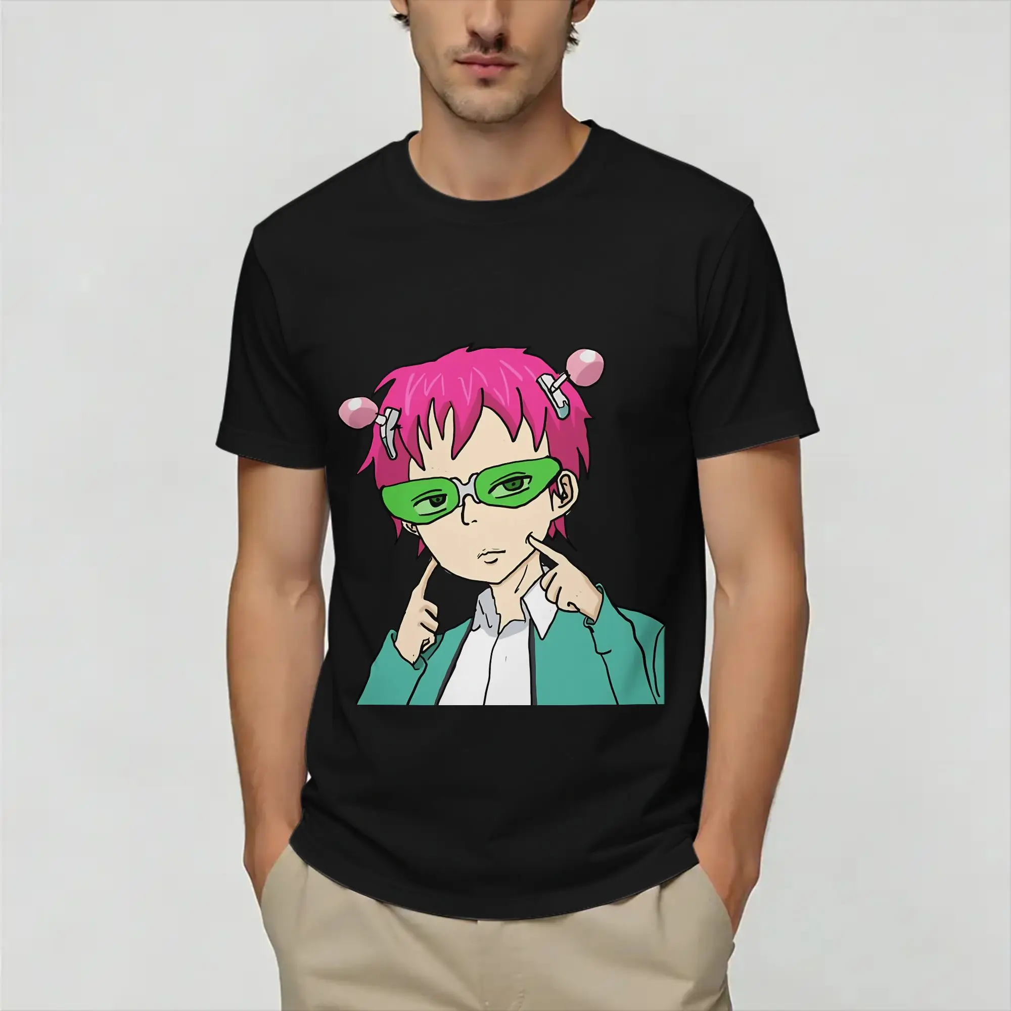 The Disastrous Life of Saiki K  T Shirt Summer  Novelty T-Shirts Adult Pure  Crew Neck Oversize Tees Short Sleeve  Retro Tshirt