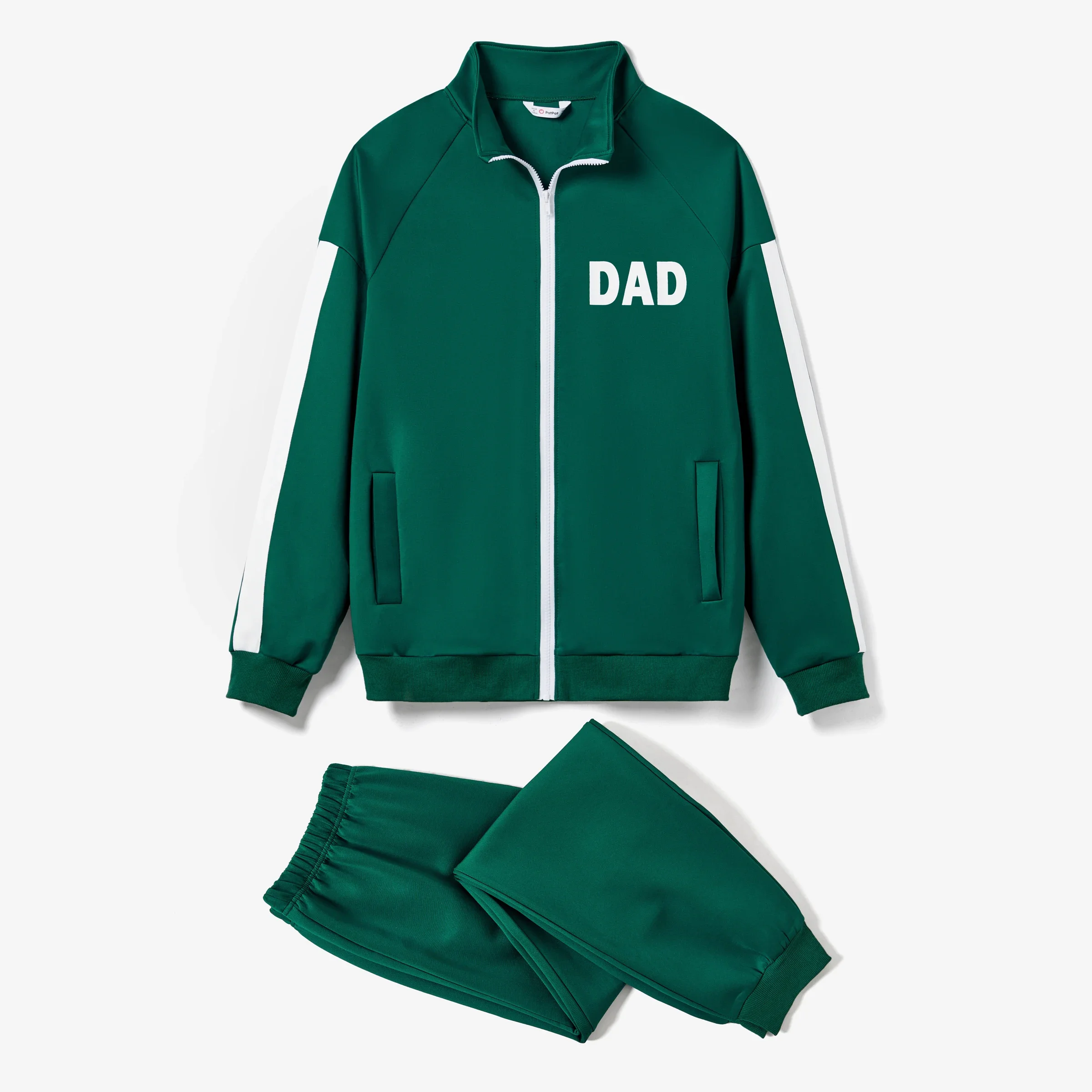 PatPat Family Matching Green Zipper Coat Tops and Pants Tracksuits Sets Soft and Comfortable  Perfect for Outings