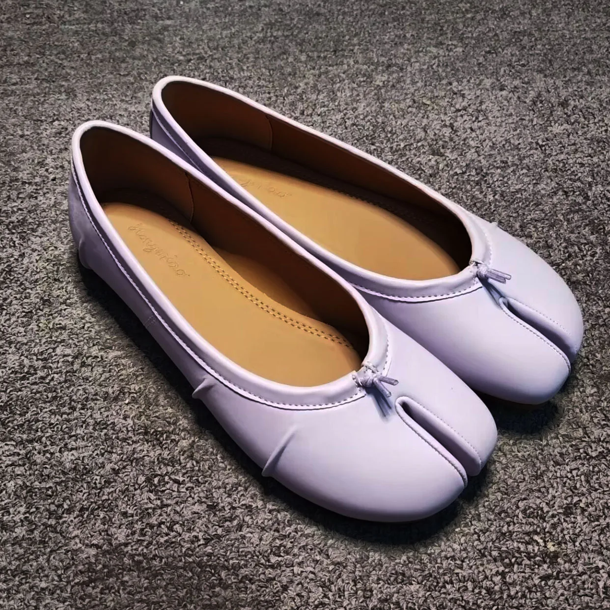 Echte Leder Tabi-Toe Ballerinas für Damen mit chinesischem Knoten, weiche Slip-On-Flachschuhe zum Gehen – Detail 27