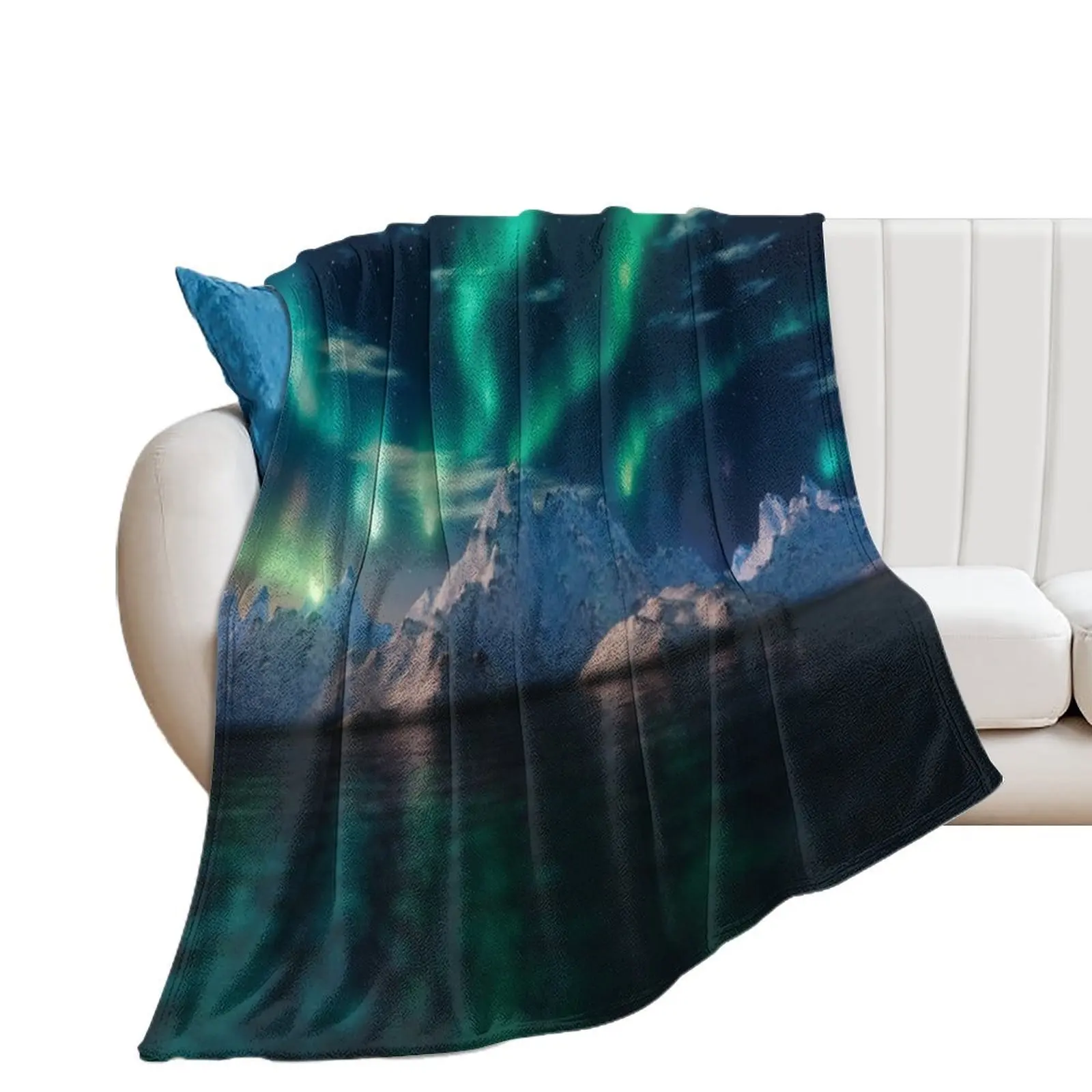 Aurora Borealis (Northern Lights) with Icebergs Throw Blanket Sofa Quilt Hair Softest Summer Blankets