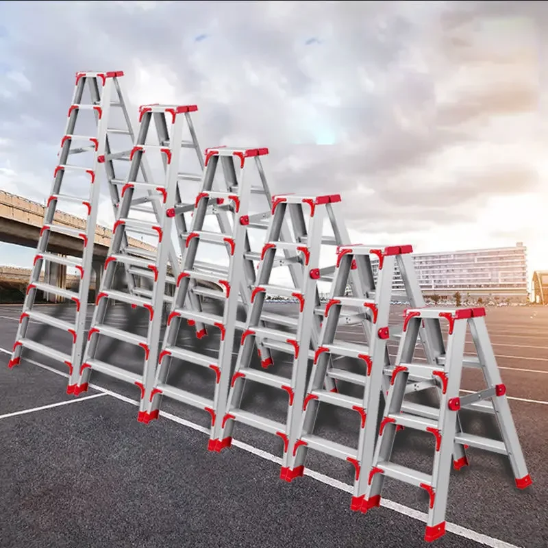 Folding Aluminium Ladders Herringbone Household Telescopic Lifting Indoor Multifunctional Thickening Double Side Stairs