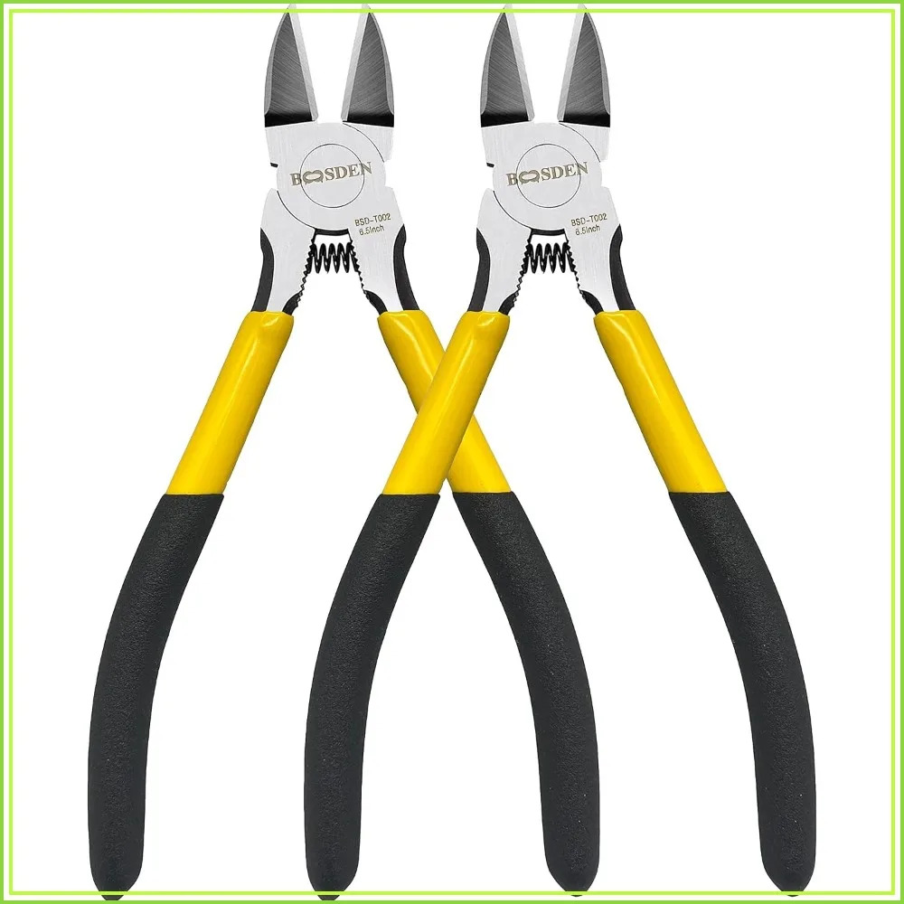 6.5" Wire Cutters, 2 Pack, Precision Side Cutter, Spring Loaded Cutting Pliers for Artificial Flowers & Crafting