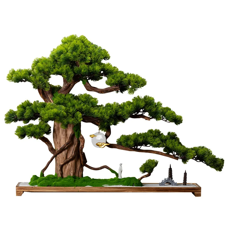 Simulated welcome pine bonsai porch living room ornament Luo Hansong potted plant large green plant fake pine landscaping