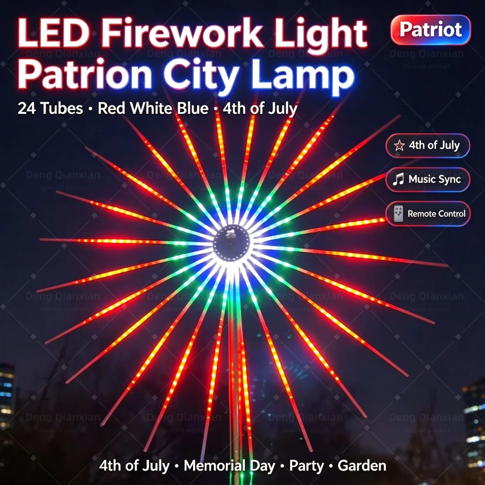 Firework Lights for Outdoor Decor, Music Sync Sound Activated, Programmable 24 Patterns, Waterproof, Bluetooth APP