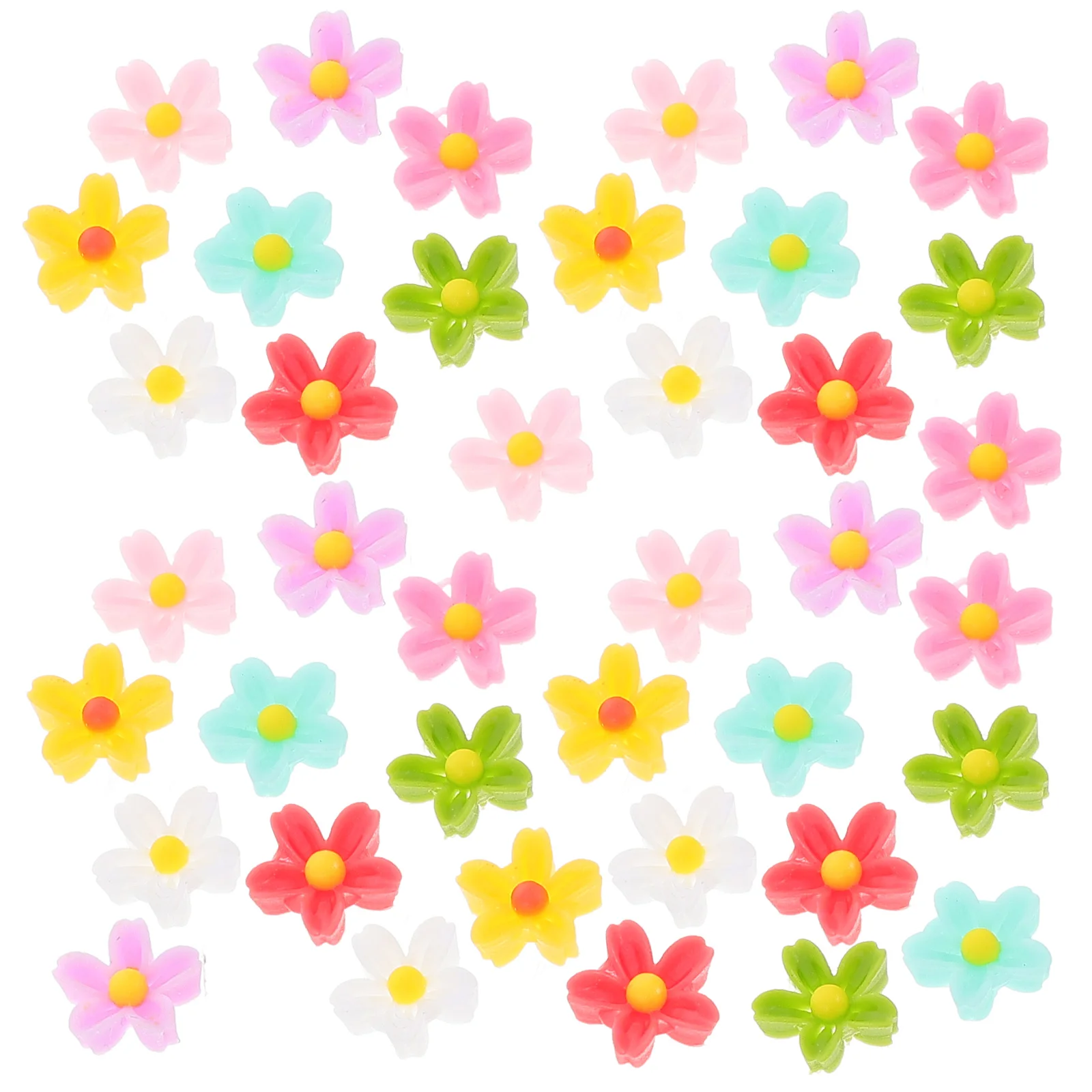 

50pcs Five Petal Flower Resin Accessories for Nail Earrings Jewelry Making Mini Daisy Flatback Charms Craft Supplies