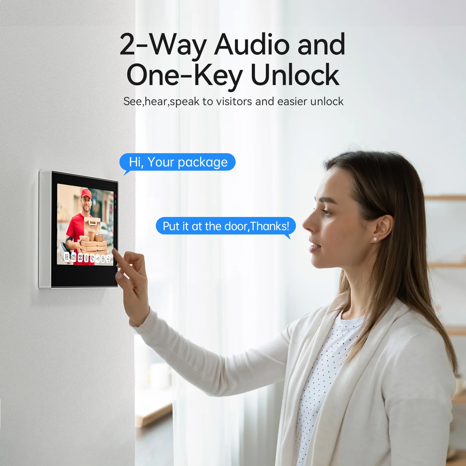 2-wire TMEZON WiFi Video Doorphone Doorbell Intercom 7 Inch 1080P Touchscreen Monitor APP/Swipe/Card 4in1 Unlock tuya app