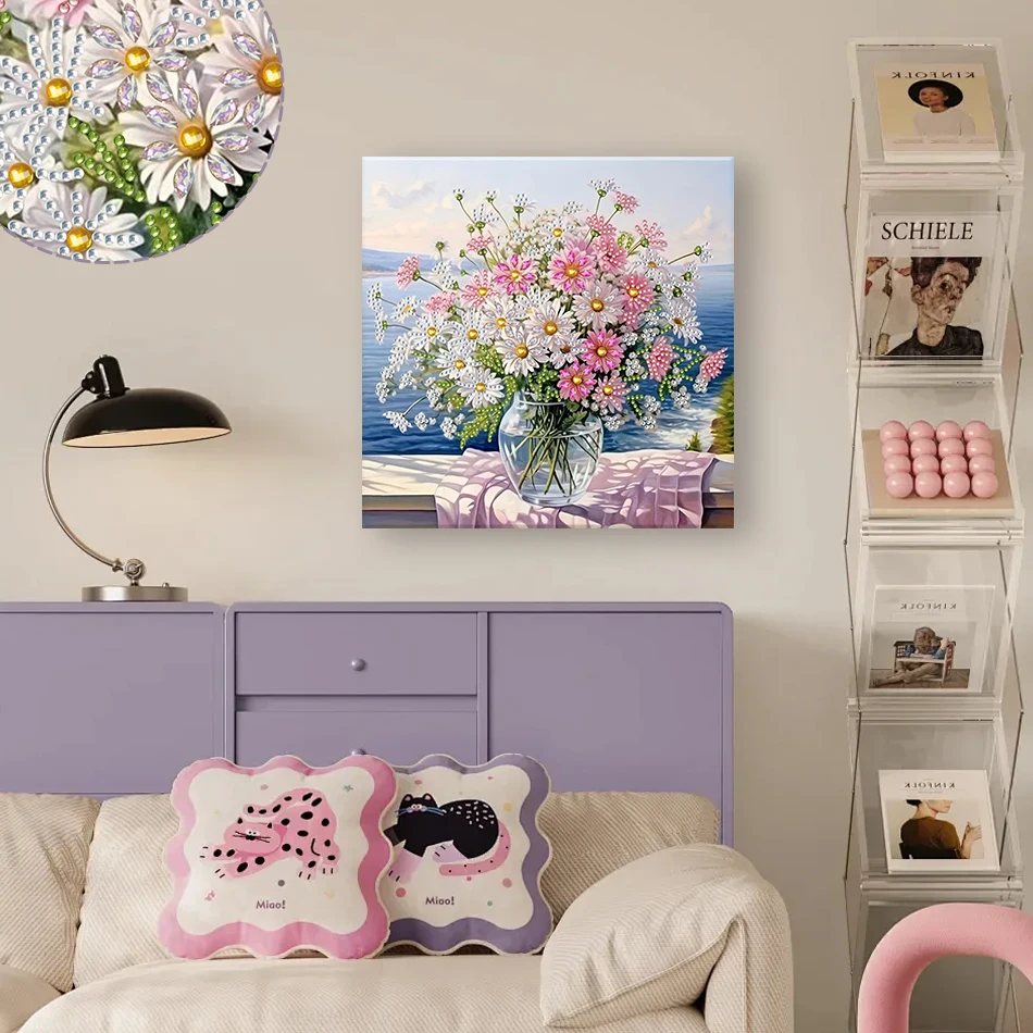 GATYZTORY 5D DIY 다이아몬드 페인팅 꽃 특수 모양 크리스탈 다이아몬드 페인팅 모자이크 드릴 수제 11.8×9.84 인치 선물 키트