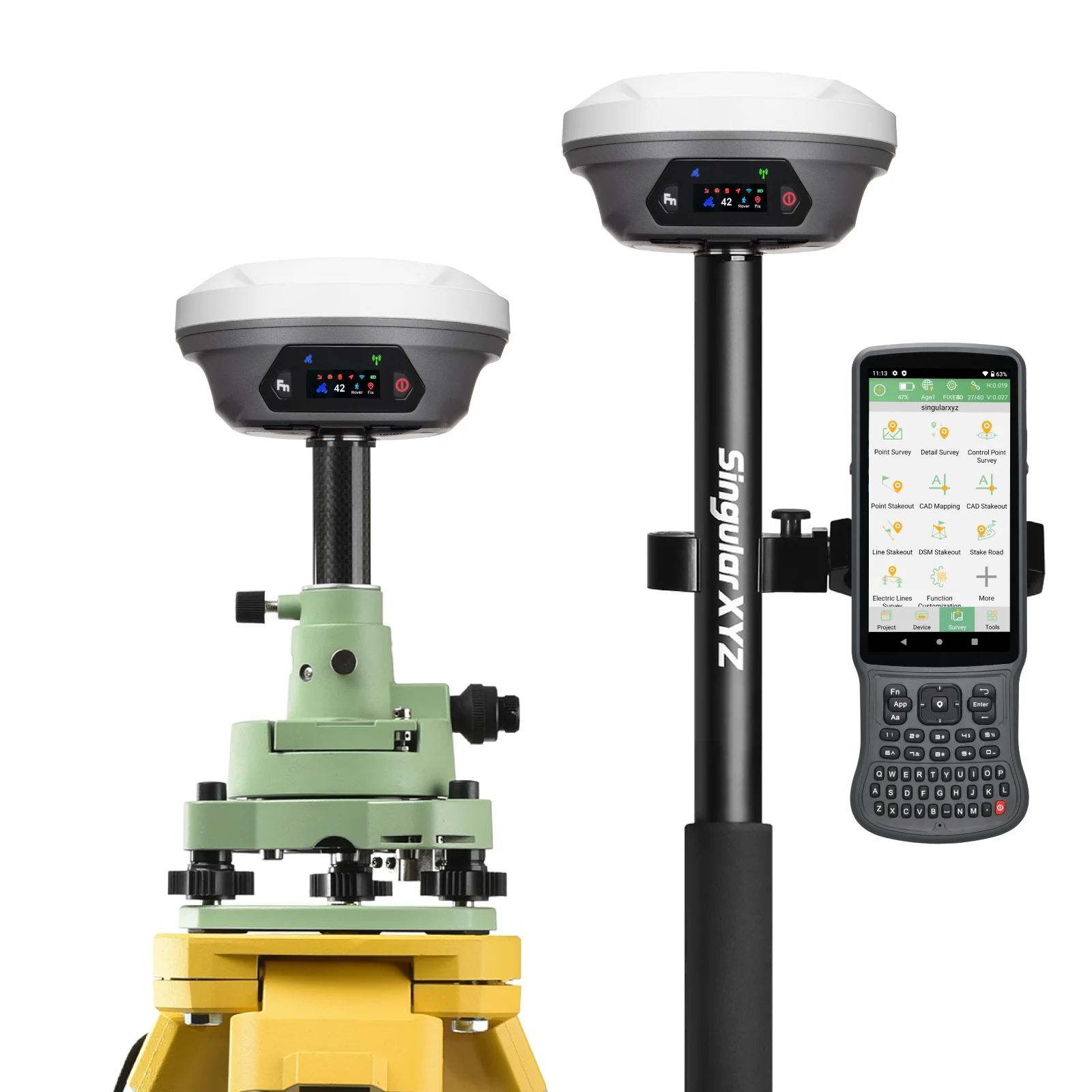 SingularXYZ High Precision GNSS RTK GPS Receiver with 15KM Radio 20h Battery Life HD Screen for Land Surveying Equipment