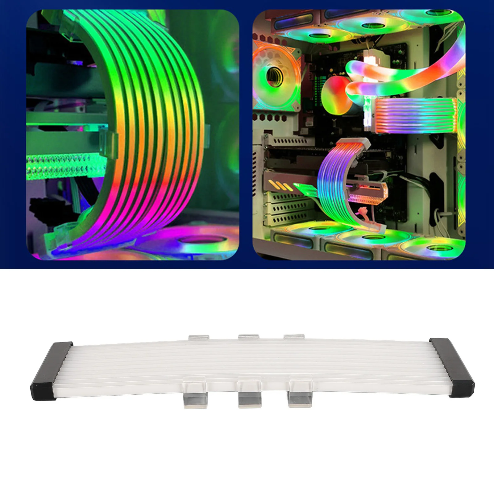 Kabel Motherboard ARGB 5V 3 Pin Kabel Ekstensi Daya ARGB Sinkronisasi Silikon Dapat Ditekuk untuk CPU GPU PC