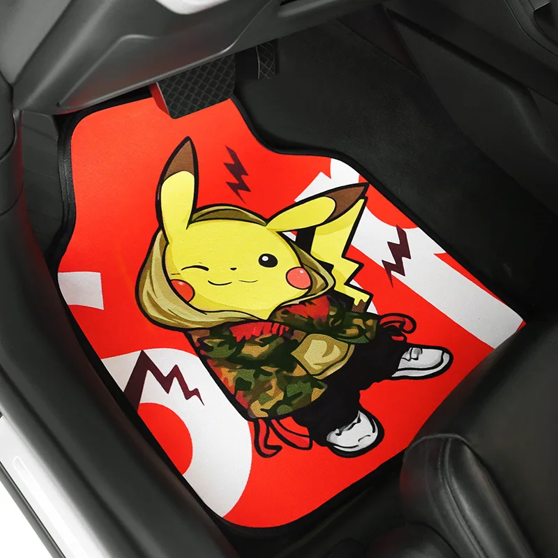 Pokemon Pikachu Car Short Plush Anime Foot Pads Wear-resistant Environmental Protection Universal Fashion Car Products