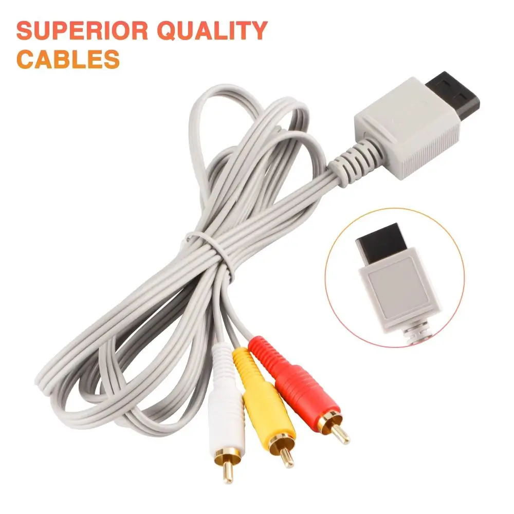 3 in 1 Audio Video AV Adapter Fast Charging Universal AV Cable for Wii Wii U Multifunctional 1.8m Audio Video TV Connector Cable